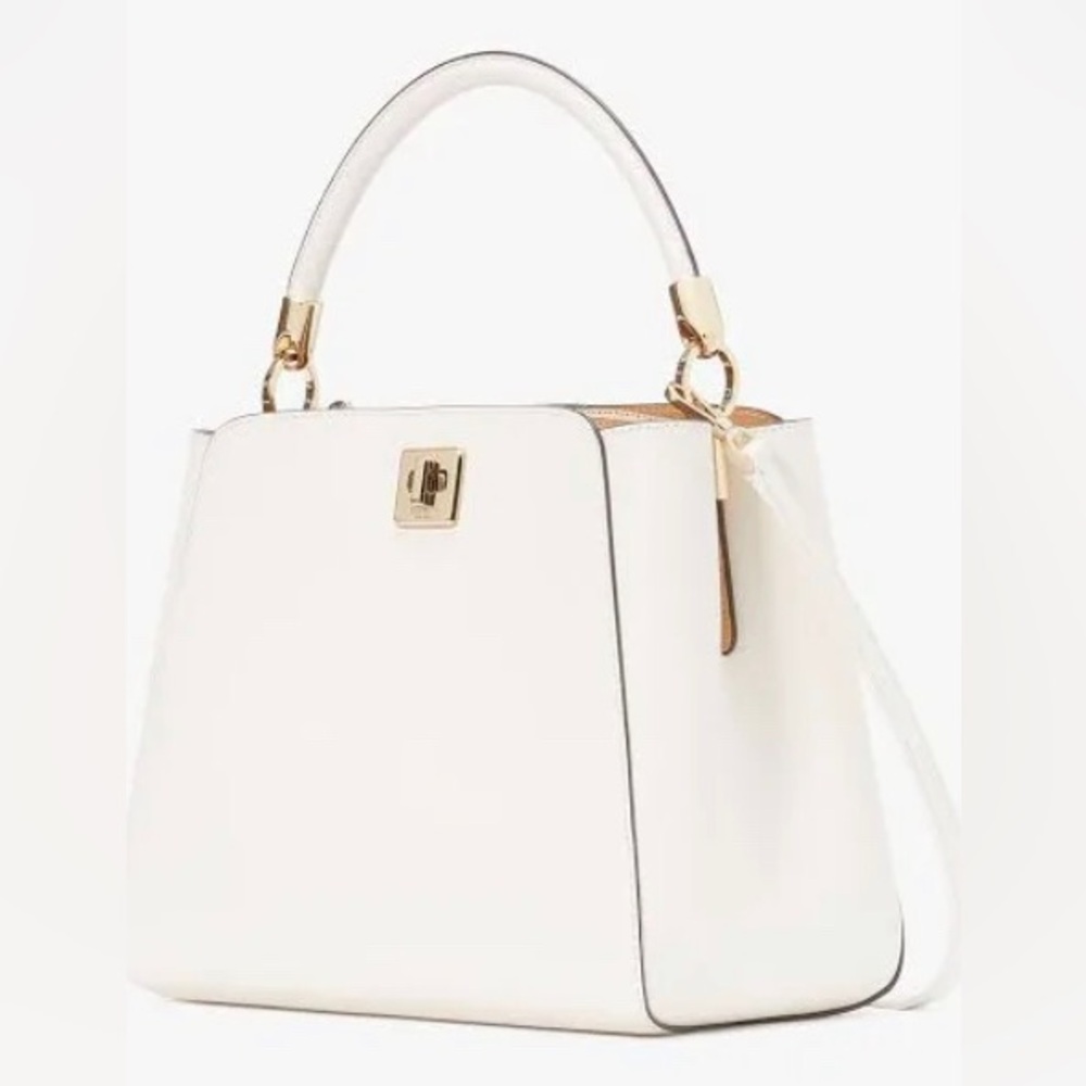 ✨NWT✨ Kate Spade ♠️ Genuine Leather White Satchel with Gold Accents